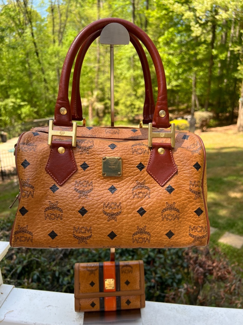 MCM Cognac Visetos Leather Satchel & Wallet Set/ Poshmark Authenticated - Picture 3 of 17